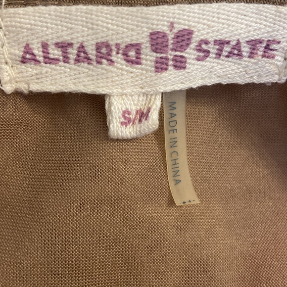 Altar'd State Womens Lace Top and Sleeve Boho Dress Brown Polka Dot Tulle Size S - Picture 8 of 12